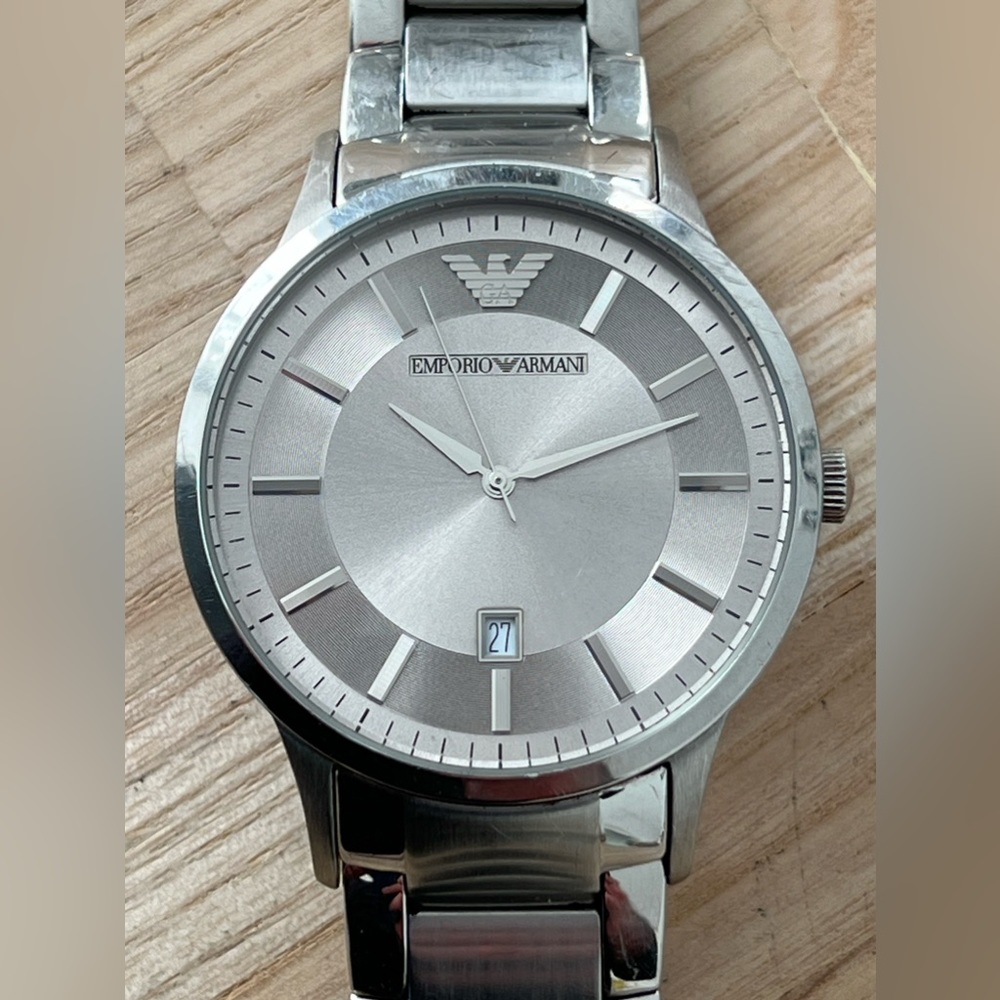 Emporio Armani Vintage Men’s Watch Huge Stainless Dial Solid Stainless Bracelet